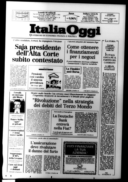 Italia oggi : quotidiano di economia finanza e politica